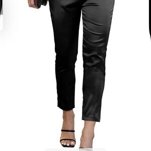 Women's Satin Silky Casual Cocktail Wed High Elastic Waist Pants - S - black